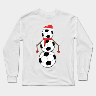 Funny Christmas Football / Soccer Snowman Long Sleeve T-Shirt